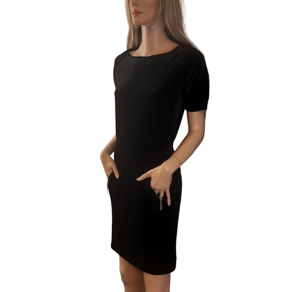 VERO MODA Katie Dress Plush Velvet Sheath Short Sleeve Zipper Pockets - Picture 4 of 16